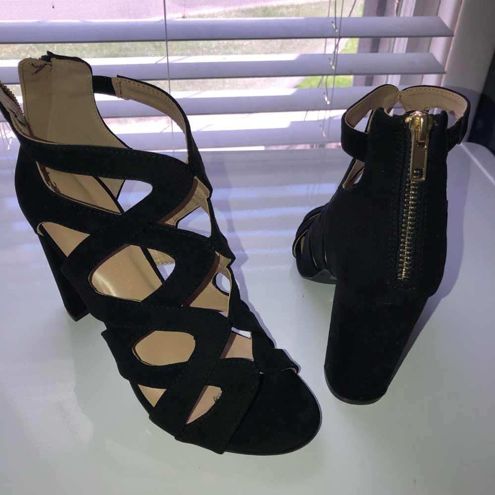 black strappy heels